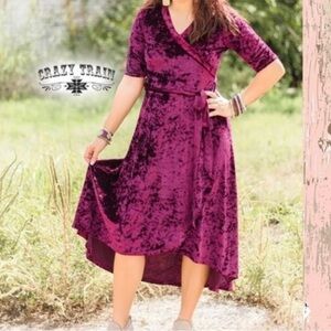 Crazy Train Lady Val Wine Colored Western Faux Wrap Dress Size XL